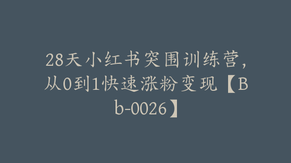 28天小红书突围训练营，从0到1快速涨粉变现【Bb-0026】