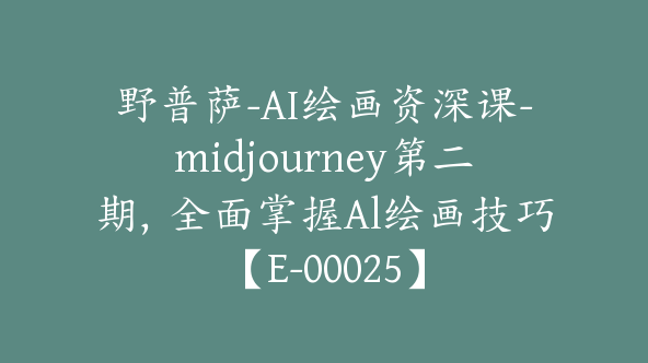 野普萨-AI绘画资深课-midjourney第二期，全面掌握Al绘画技巧【E-00025】