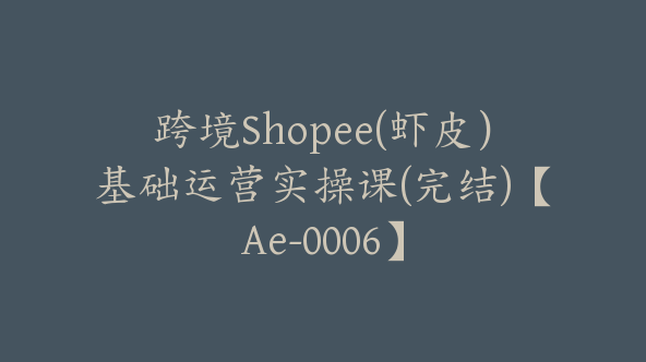 跨境Shopee(虾皮）基础运营实操课(完结)【Ae-0006】