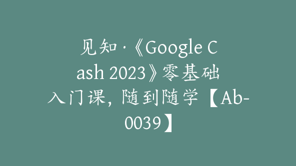 见知·《Google Cash 2023》零基础入门课，随到随学【Ab-0039】