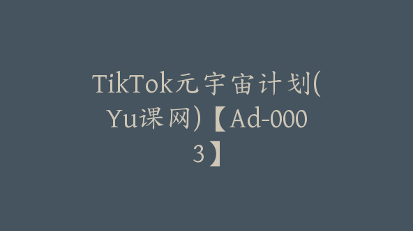 TikTok元宇宙计划(Yu课网)【Ad-0003】