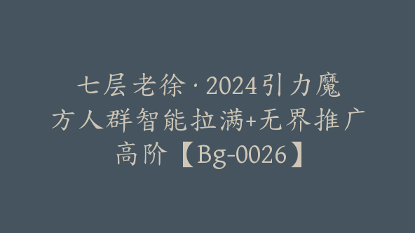 七层老徐·2024引力魔方人群智能拉满+无界推广高阶【Bg-0026】