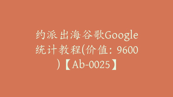 约派出海谷歌Google统计教程(价值：9600)【Ab-0025】