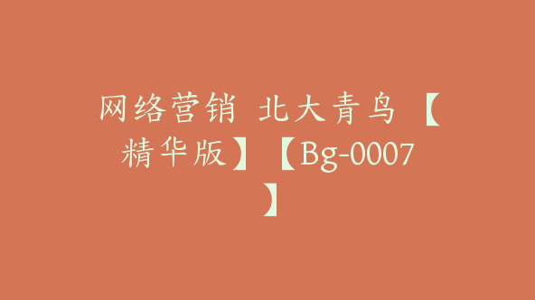 网络营销  北大青鸟 【精华版】【Bg-0007】