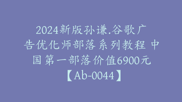 2024新版孙谦.谷歌广告优化师部落系列教程 中国第一部落价值6900元【Ab-0044】