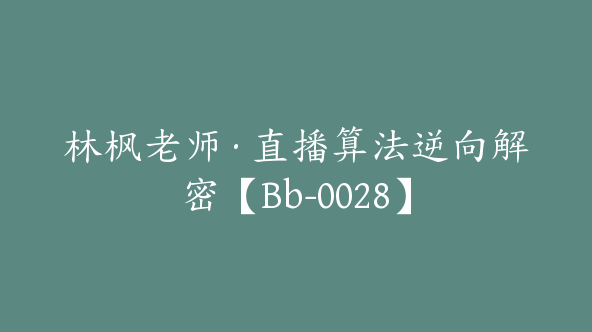 林枫老师·直播算法逆向解密【Bb-0028】