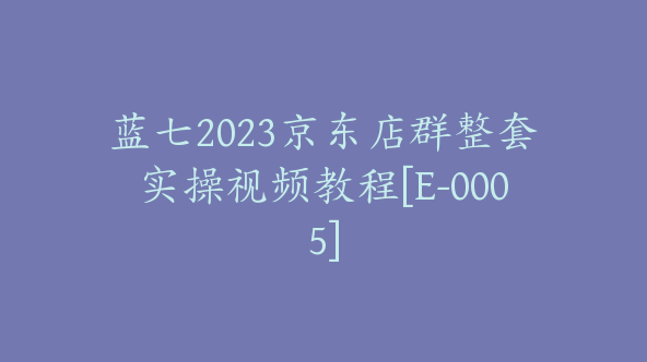 蓝七2023京东店群整套实操视频教程[E-0005]