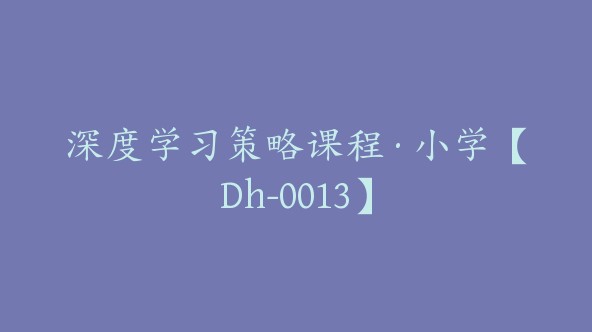 深度学习策略课程·小学【Dh-0013】