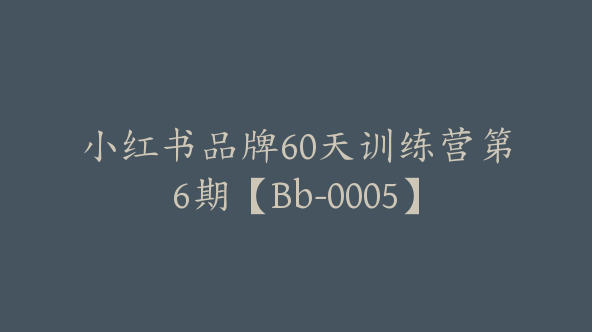 小红书品牌60天训练营第6期【Bb-0005】