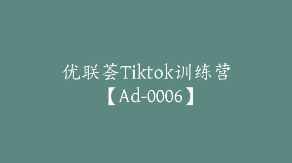 优联荟Tiktok训练营【Ad-0006】