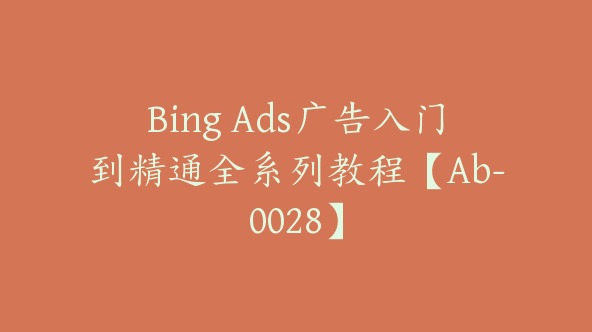 Bing Ads广告入门到精通全系列教程【Ab-0028】