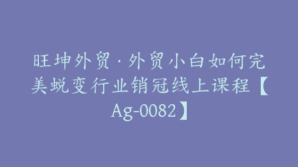 旺坤外贸·外贸小白如何完美蜕变行业销冠线上课程【Ag-0082】