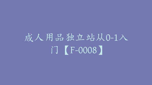 成人用品独立站从0-1入门【F-0008】