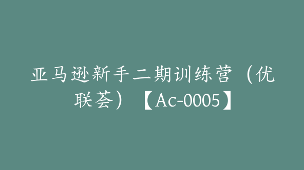 亚马逊新手二期训练营（优联荟）【Ac-0005】