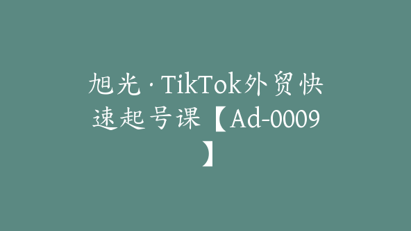 旭光·TikTok外贸快速起号课【Ad-0009】