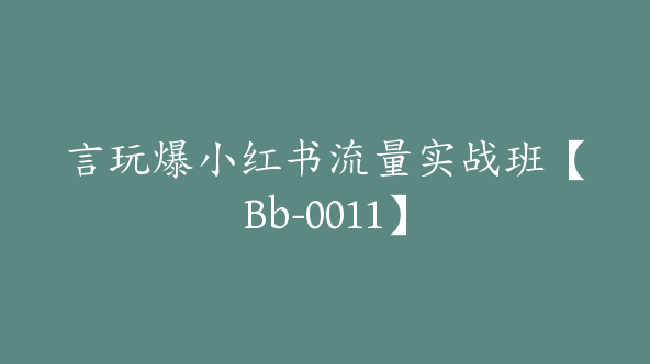 言玩爆小红书流量实战班【Bb-0011】