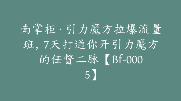 南掌柜·引力魔方拉爆流量班，7天打通你开引力魔方的任督二脉【Bf-0005】