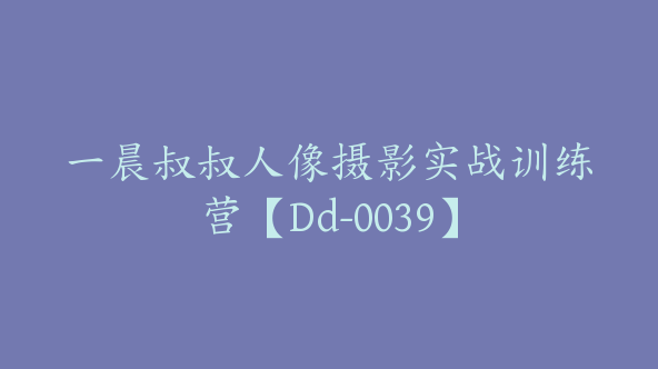 一晨叔叔人像摄影实战训练营【Dd-0039】