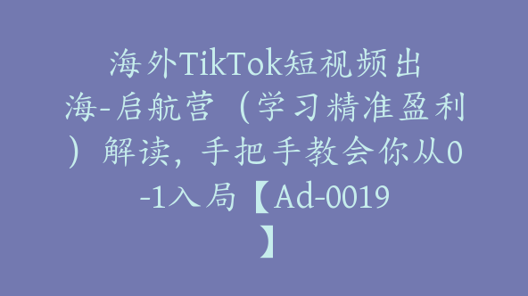 海外TikTok短视频出海-启航营（学习精准盈利）解读，手把手教会你从0-1入局【Ad-0019】