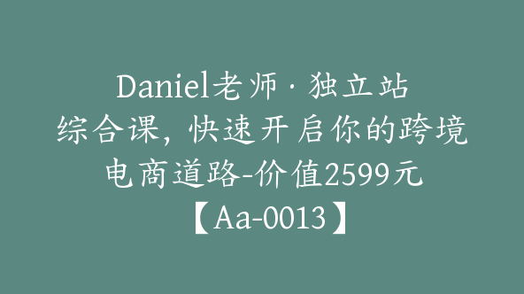 Daniel老师·独立站综合课，快速开启你的跨境电商道路-价值2599元【Aa-0013】