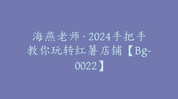 海燕老师·2024手把手教你玩转红薯店铺【Bg-0022】