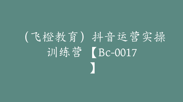 （飞橙教育）抖音运营实操训练营 【Bc-0017】