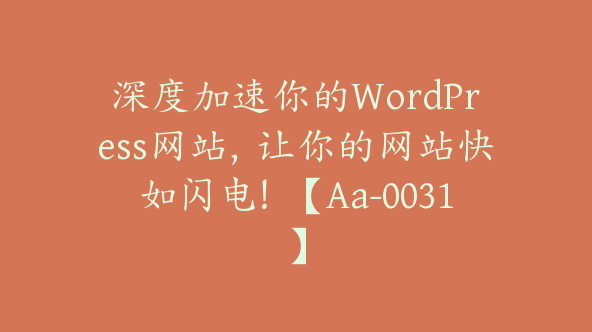 深度加速你的WordPress网站，让你的网站快如闪电！【Aa-0031】