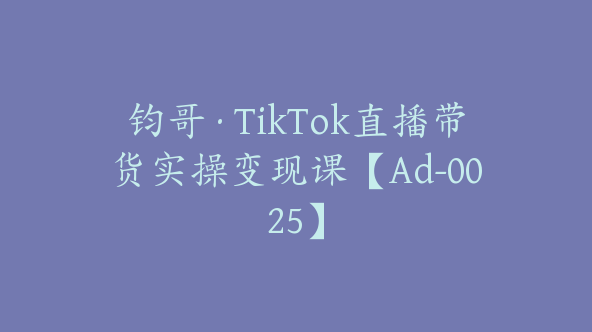 钧哥·TikTok直播带货实操变现课【Ad-0025】