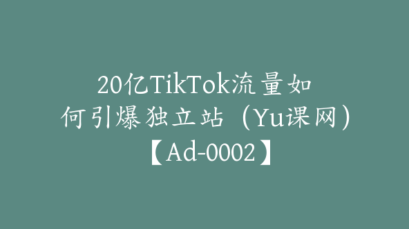 20亿TikTok流量如何引爆独立站（Yu课网）【Ad-0002】