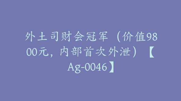 外土司财会冠军（价值9800元，内部首次外泄）【Ag-0046】