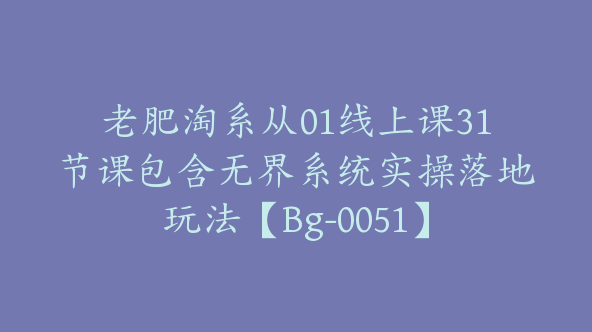 老肥淘系从01线上课31节课包含无界系统实操落地玩法【Bg-0051】