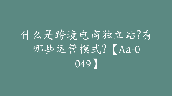 什么是跨境电商独立站?有哪些运营模式?【Aa-0049】