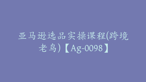 亚马逊选品实操课程(跨境老鸟)【Ag-0098】