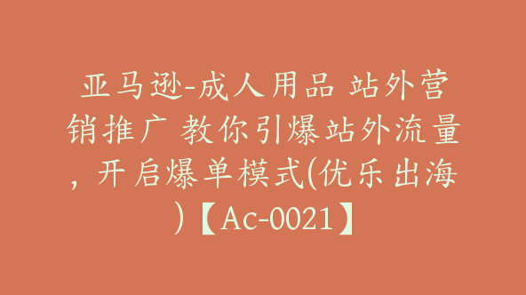 亚马逊-成人用品 站外营销推广 教你引爆站外流量，开启爆单模式(优乐出海)【Ac-0021】