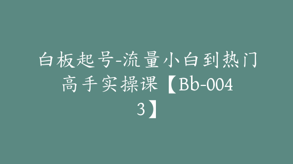 白板起号-流量小白到热门高手实操课【Bb-0043】