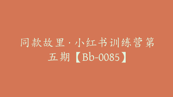 同款故里·小红书训练营第五期【Bb-0085】