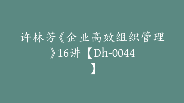 许林芳《企业高效组织管理》16讲【Dh-0044】