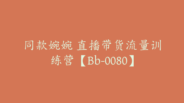 同款婉婉 直播带货流量训练营【Bb-0080】