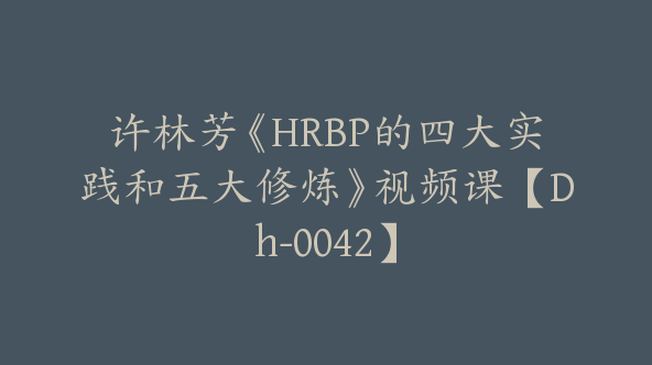 许林芳《HRBP的四大实践和五大修炼》视频课【Dh-0042】