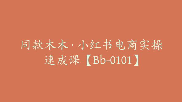 同款木木·小红书电商实操速成课【Bb-0101】