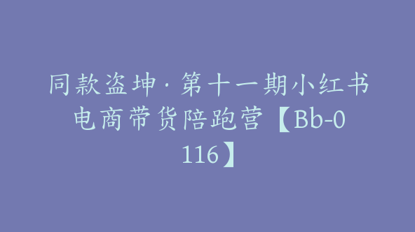 同款盗坤·第十一期小红书电商带货陪跑营【Bb-0116】