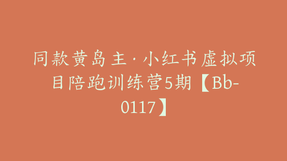 同款黄岛主·小红书虚拟项目陪跑训练营5期【Bb-0117】