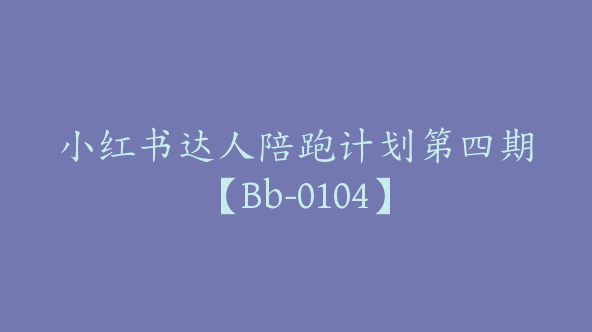 小红书达人陪跑计划第四期【Bb-0104】