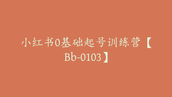 小红书0基础起号训练营【Bb-0103】