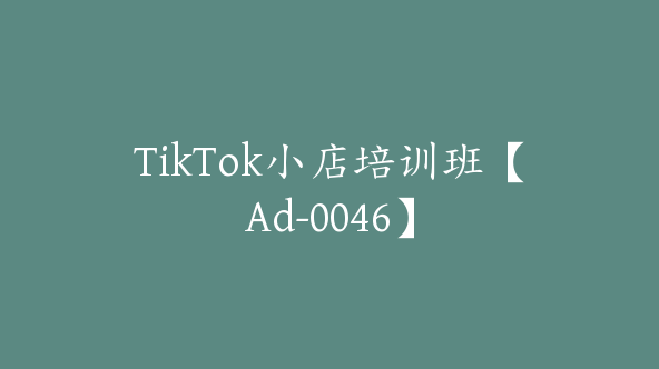 TikTok小店培训班【Ad-0046】