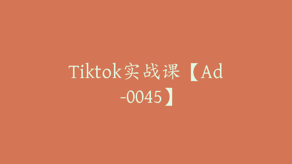 Tiktok实战课【Ad-0045】